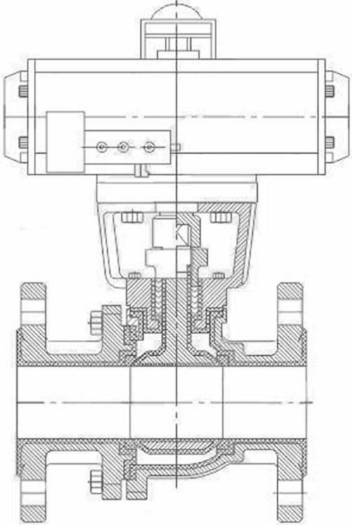 Pneumatic Fluorine Lining O-Type Ball Valve Parameter Diagram