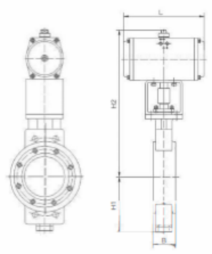 Pneumatic Tri-Eccentric Hard Seal Butterfly Valve Parameter Diagram