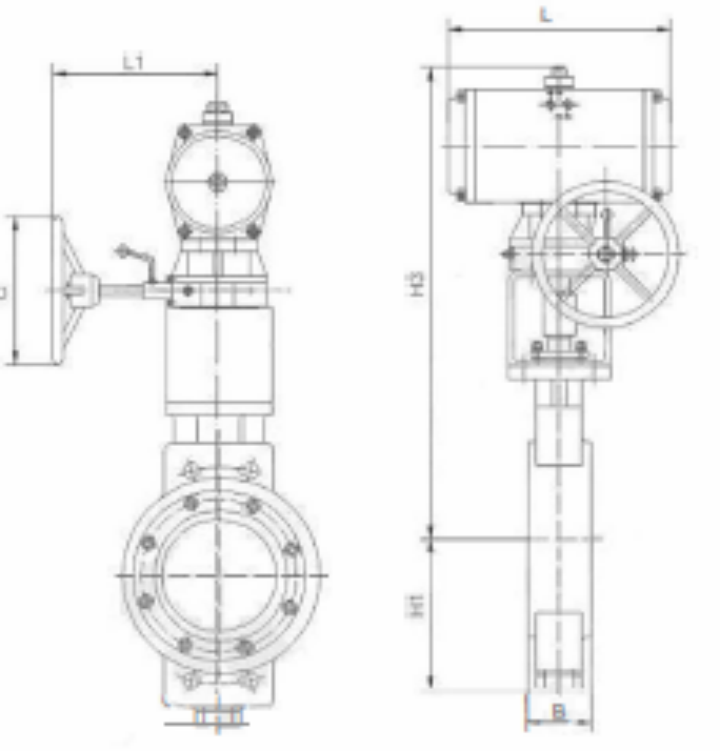 Pneumatic Tri-Eccentric Hard Seal Butterfly Valve Parameter Diagram 2